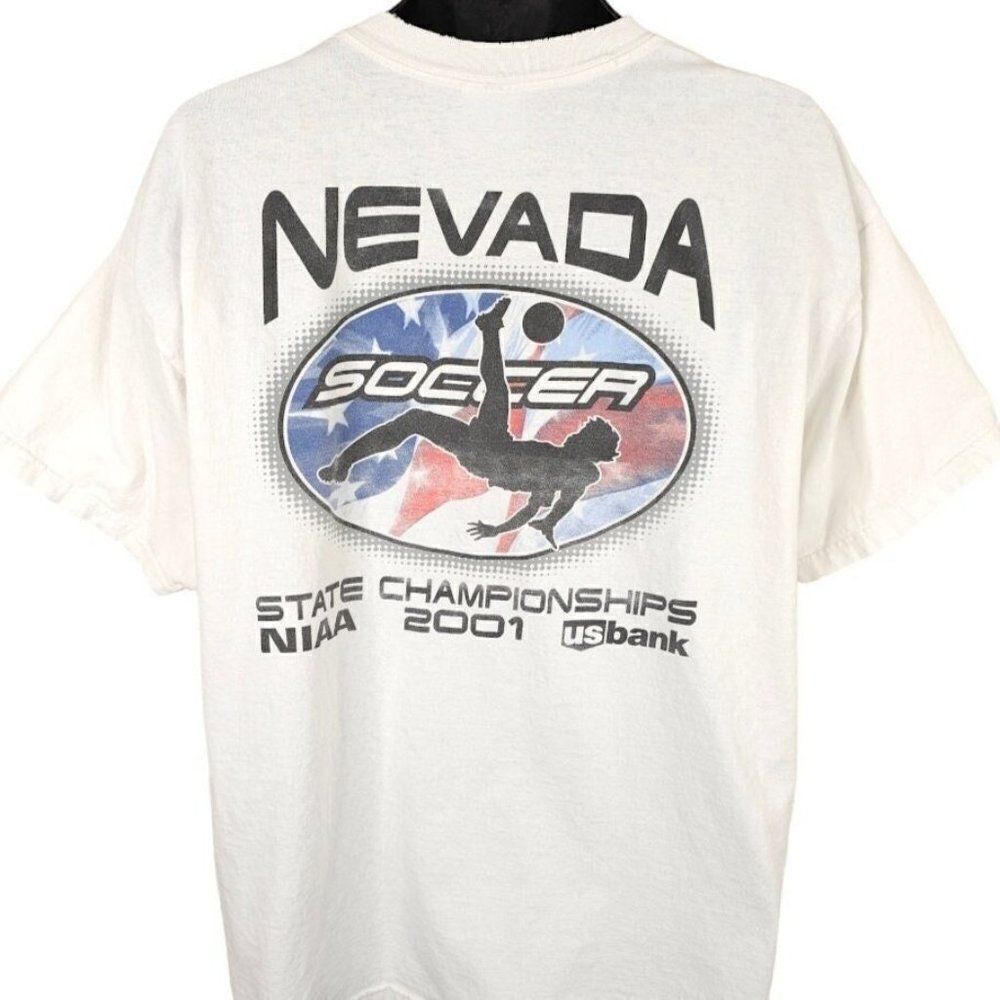 Vintage NIAA Soccer T Shirt Mens Size XL Y2K 2001 State Championships Nevada